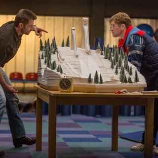 Hugh Jackman stars as Bronson Peary and Taron Egerton stars as Eddie Edwards in 20th Century Fox's Eddie the Eagle (2016)
