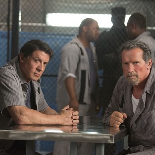 Sylvester Stallone stars as Ray Breslin and Arnold Schwarzenegger stars as Emil Rottmayer in Summit Entertainment's Escape Plan (2013)