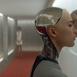 Domhnall Gleeson stars as Caleb and Oscar Isaac stars as Nathan in A24's Ex Machina (2015) Picture 6