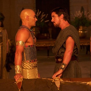 Joel Edgerton stars as Ramses and Christian Bale stars as Moses in 20th Century Fox's Exodus: Gods and Kings (2014)