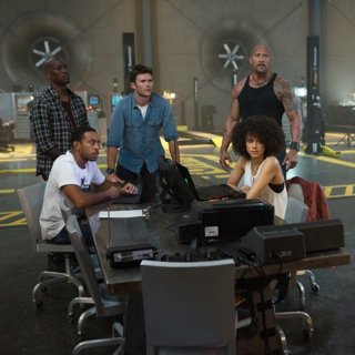 Tyrese Gibson, Ludacris, Scott Eastwood, The Rock, Nathalie Emmanuel and Michelle Rodriguez in Universal Pictures' The Fate of the Furious (2017)