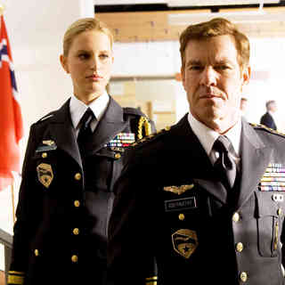 Karolina Kurkova stars as Courtney A. Kreiger / Cover girl and Dennis Quaid stars as General Hawk in Paramount Pictures' G.I. Joe: Rise of Cobra (2009)