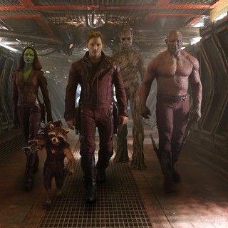 Zoe Saldana, Chris Pratt and Dave Bautista in Marvel Studios' Guardians of the Galaxy (2014)