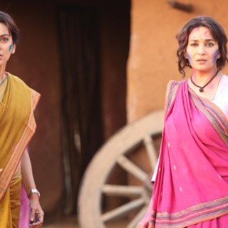 Juhi Chawla stars as Sumitra Devi and Madhuri Dixit stars as Rajjo in Alumbra Entertainment's Gulaab Gang (2014)