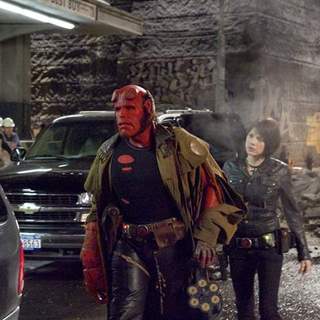 Ron Perlman as Hellboy and Selma Blair as Liz in Universal Pictures' Hellboy II: The Golden Army (2008)