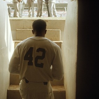 Chadwick Boseman stars as Jackie Robinson in Warner Bros. Pictures' 42 (2013)