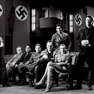 Melanie Laurent, Christoph Waltz, Omar Doom, Daniel Bruhl, Director Quentin Tarantino, Eli Roth, Diane Kruger and Brad Pitt in The Weinstein Company's Inglourious Basterds (2009)