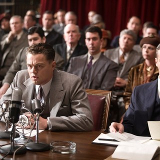 Leonardo DiCaprio stars as J. Edgar Hoover and Armie Hammer stars as Clyde Tolson in Warner Bros. Pictures' J. Edgar (2011). Photo credit by Keith Bernstein.