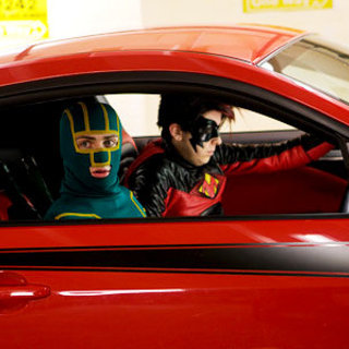 Aaron Johnson stars as Dave Lizewski/Kick-Ass and Christopher Mintz-Plasse stars as Red Mist in Lionsgate Films' Kick-Ass (2010)