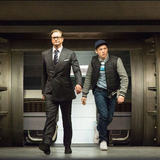 Colin Firth stars as Harry Hart/Galahad and Taron Egerton stars as Gary Unwin in 20th Century Fox's Kingsman: The Secret Service (2015)