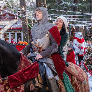 Josh Whitehouse (Sir Cole) and Vanessa Hudgens in Netflix's The Knight Before Christmas (2019)