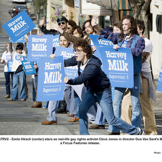 Emile Hirsch stars as Cleve Jones in Focus Features' Milk (2008). Photo credit by Phil Bray.