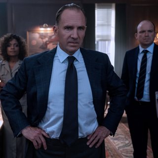 Naomie Harris, Ralph Fiennes and Rory Kinnear in Universal Pictures' No Time to Die (2020)
