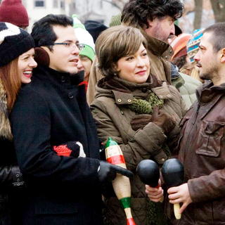Debra Messing, John Leguizamo, Elizabeth Pena and Freddy Rodriguez in Overture Films' Nothing Like the Holidays (2008). Photo credit by Chuck Hodes.