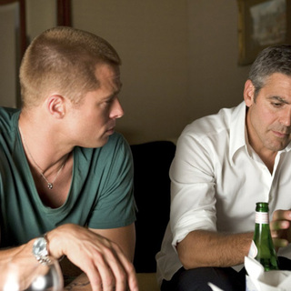 Brad Pitt and George Clooney in Warner Bros.' Ocean's Twelve (2004)