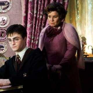 Daniel Radcliffe as Harry Potter and Imelda Staunton as Dolores Umbridge in Warner Bros' Harry Potter and the Order of the Phoenix (2007)