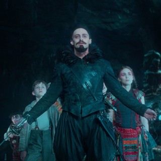 Levi Miller stars as Peter Pan and Garrett Hedlund, Hugh Jackman and Rooney Mara in Warner Bros. Pictures' Pan (2015)