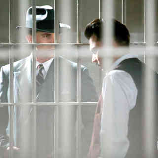 Christian Bale stars as Melvin Purvis and Johnny Depp stars as John Dillinger in Universal Pictures' Public Enemies (2009)