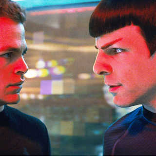 Chris Pine stars as Kirk and Zachary Quinto stars as Spock in Paramount Pictures' Star Trek (2009)