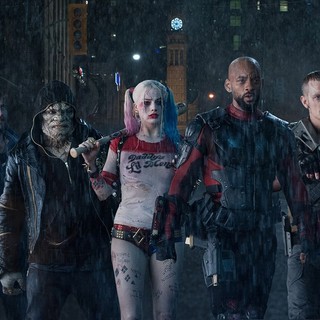 Jay Hernandez, Jai Courtney, Adewale Akinnuoye-Agbaje, Margot Robbie, Will Smith, Joel Kinnaman and Karen Fukuhara in Warner Bros. Pictures' Suicide Squad (2016)