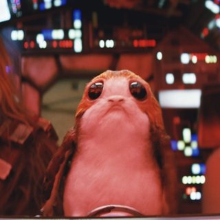 Chewbacca and Porg from Walt Disney Pictures' Star Wars: The Last Jedi (2017)