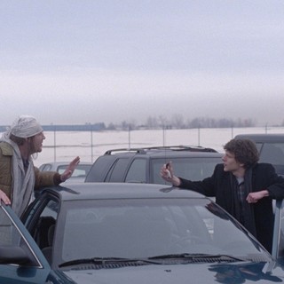 Jason Segel stars as David Foster Wallace and Jesse Eisenberg stars as David Lipsky in A24's The End of the Tour (2015)