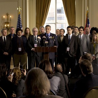 Philip Seymour Hoffman, George Clooney and Max Minghella in Columbia Pictures' The Ides of March (2011)