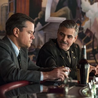 Matt Damon stars as James Granger and George Clooney stars as Frank Stokes in Columbia Pictures' The Monuments Men (2014). Photo credit by Claudette Barius.