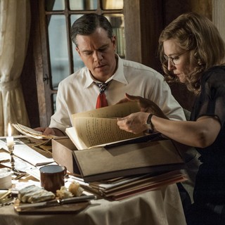 Matt Damon stars as James Granger and Cate Blanchett stars as Claire Simone in Columbia Pictures' The Monuments Men (2014). Photo credit by Claudette Barius.