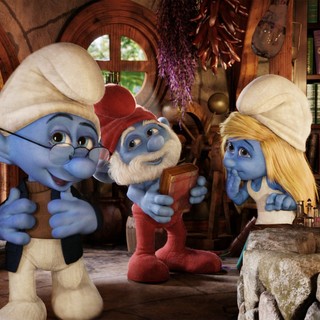 Brainy, Papa and Smurfette from Columbia Pictures' The Smurfs 2 (2013)