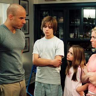 (L-R) Vin Diesel, Max Thieriot, Morgan York and Brittany Snow in Buena Vista Pictures' THE PACIFIER (2005)