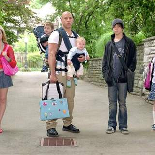 (L-R) Brittany Snow, Vin Diesel, Max Thieriot and Morgan York in Buena Vista Pictures' THE PACIFIER (2005)