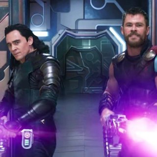 Tom Hiddleston stars as Loki and Chris Hemsworth stars as Thor in Marvel Studios' Thor: Ragnarok (2017)