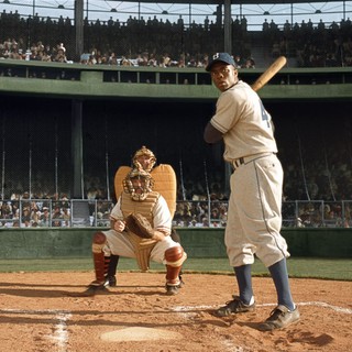 Chadwick Boseman stars as Jackie Robinson in Warner Bros. Pictures' 42 (2013)