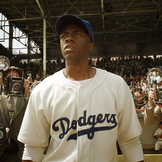 Chadwick Boseman stars as Jackie Robinson in Warner Bros. Pictures' 42 (2013)