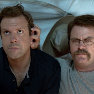 Jason Sudeikis (stars as David Burke) and Nick Offerman in Warner Bros. Pictures' We're the Millers (2013)