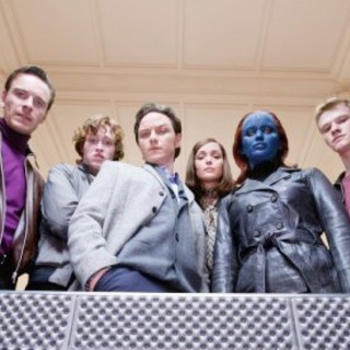 Michael Fassbender, Caleb Landry Jones, James McAvoy, Rose Byrne, Jennifer Lawrence and Lucas Till in 20th Century Fox's X-Men: First Class (2011)