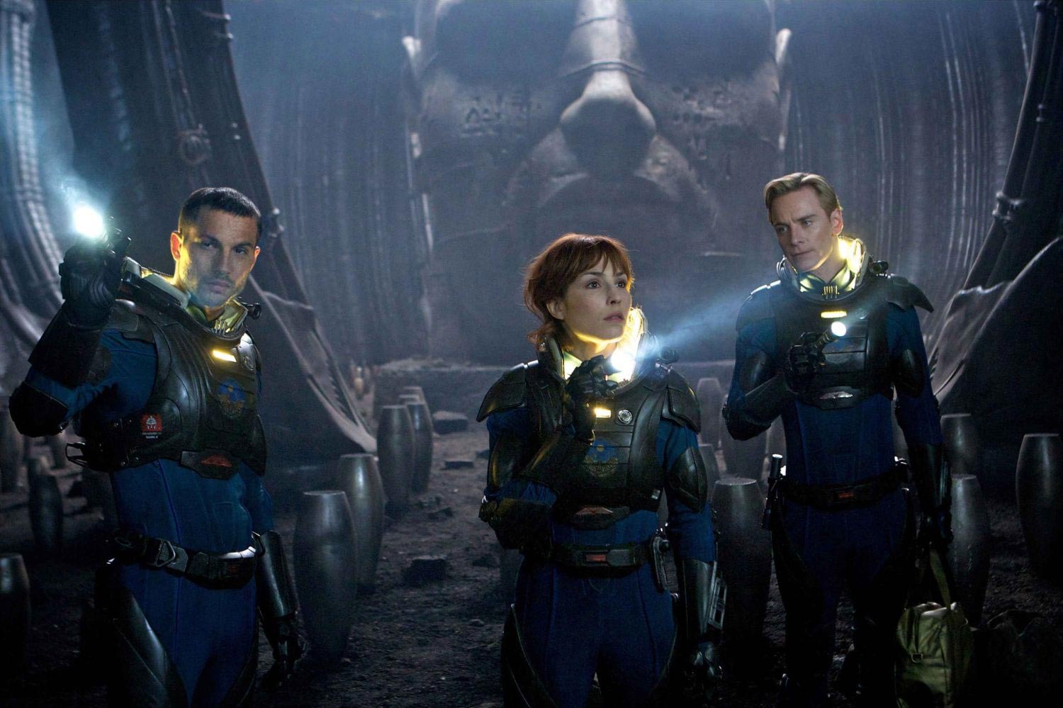 Logan Marshall-Green, Noomi Rapace and Michael Fassbender in 20th Century Fox's Prometheus (2012)