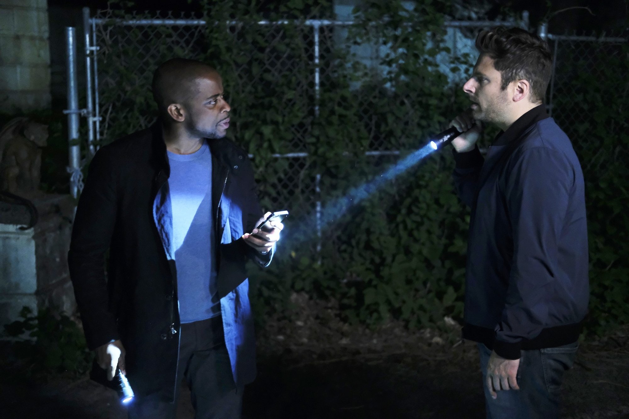 Dule Hill stars as Burton Guster and James Roday stars as Shawn Spencer in USA Network's Psych: The Movie (2017)