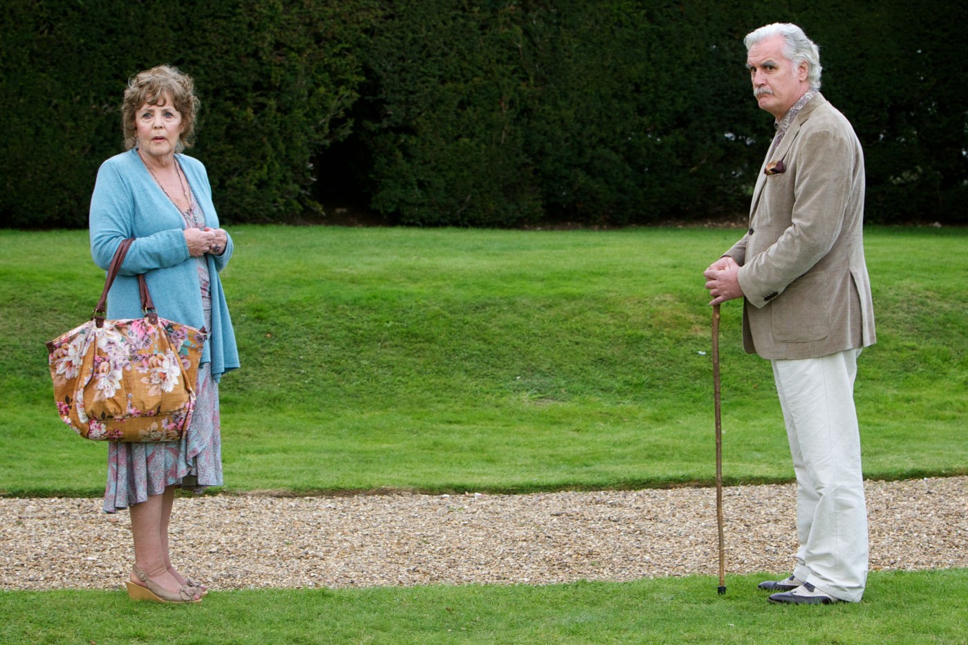 Pauline Collins stars as Cissy Robson and Billy Connolly stars as Wilf Bond in The Weinstein Company's Quartet (2013). Photo credit by Kerry Brown.