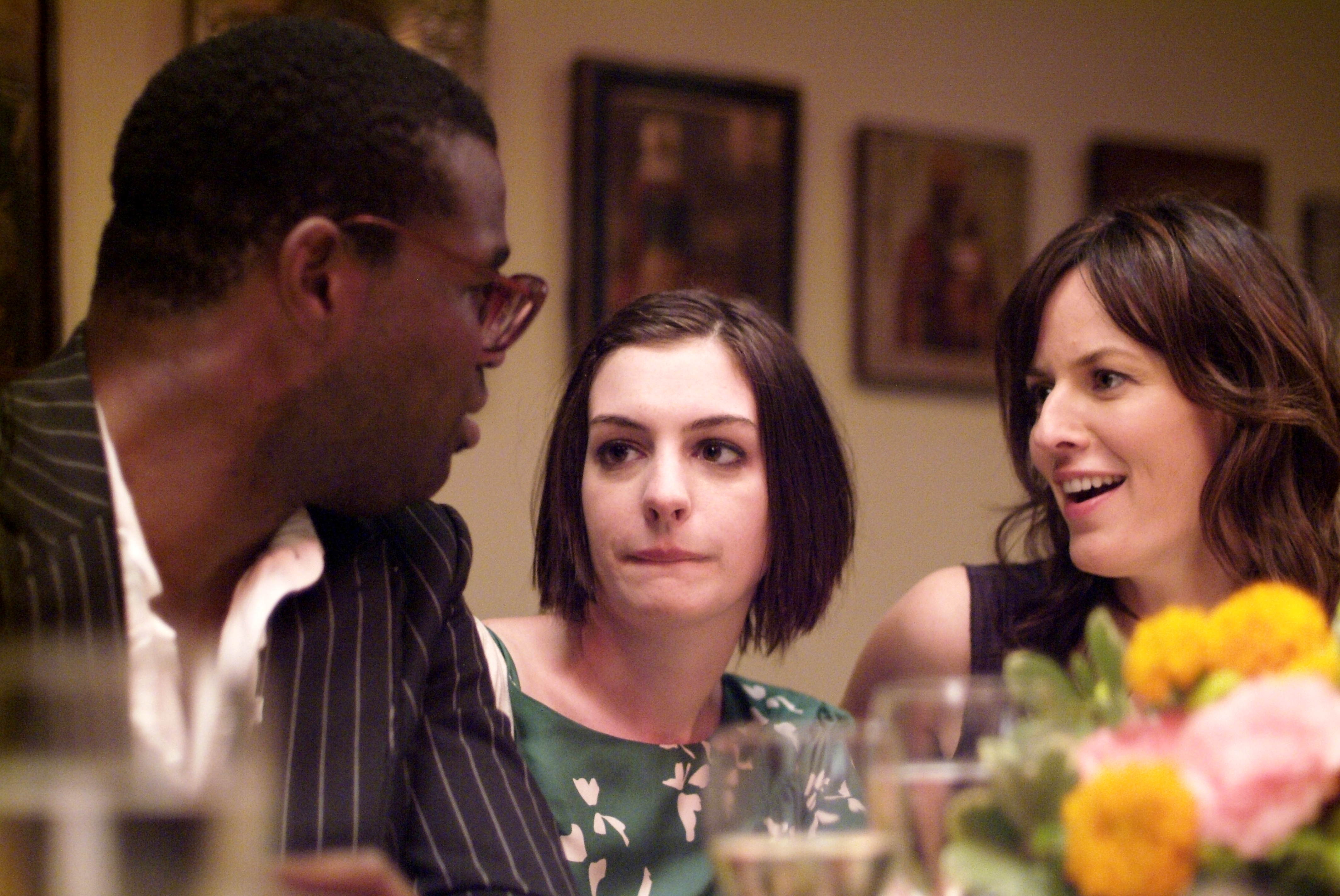 Tunde Adebimpe, Anne Hathaway and Rosemarie DeWitt in Sony Pictures Classics' Rachel Getting Married (2008). Photo by Bob Vergara.