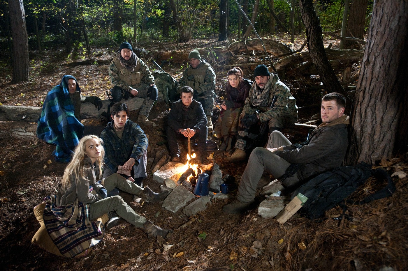 Isabel Lucas, Josh Peck, Josh Hutcherson, Adrianne Palicki, Jeffrey Dean Morgan and Chris Hemsworth in FilmDistrict's Red Dawn (2012)