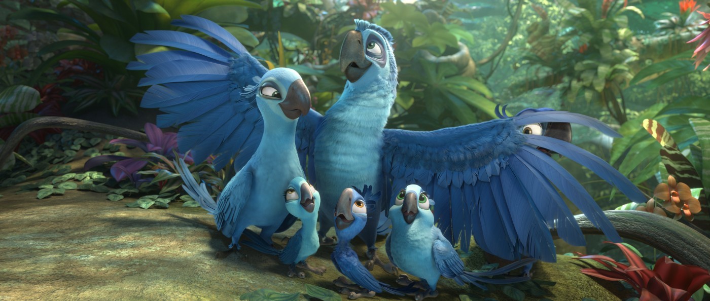 Jewel, Eduardo, Blu, Bia, Tiago and Carla from 20th Century Fox's Rio 2 (2014)