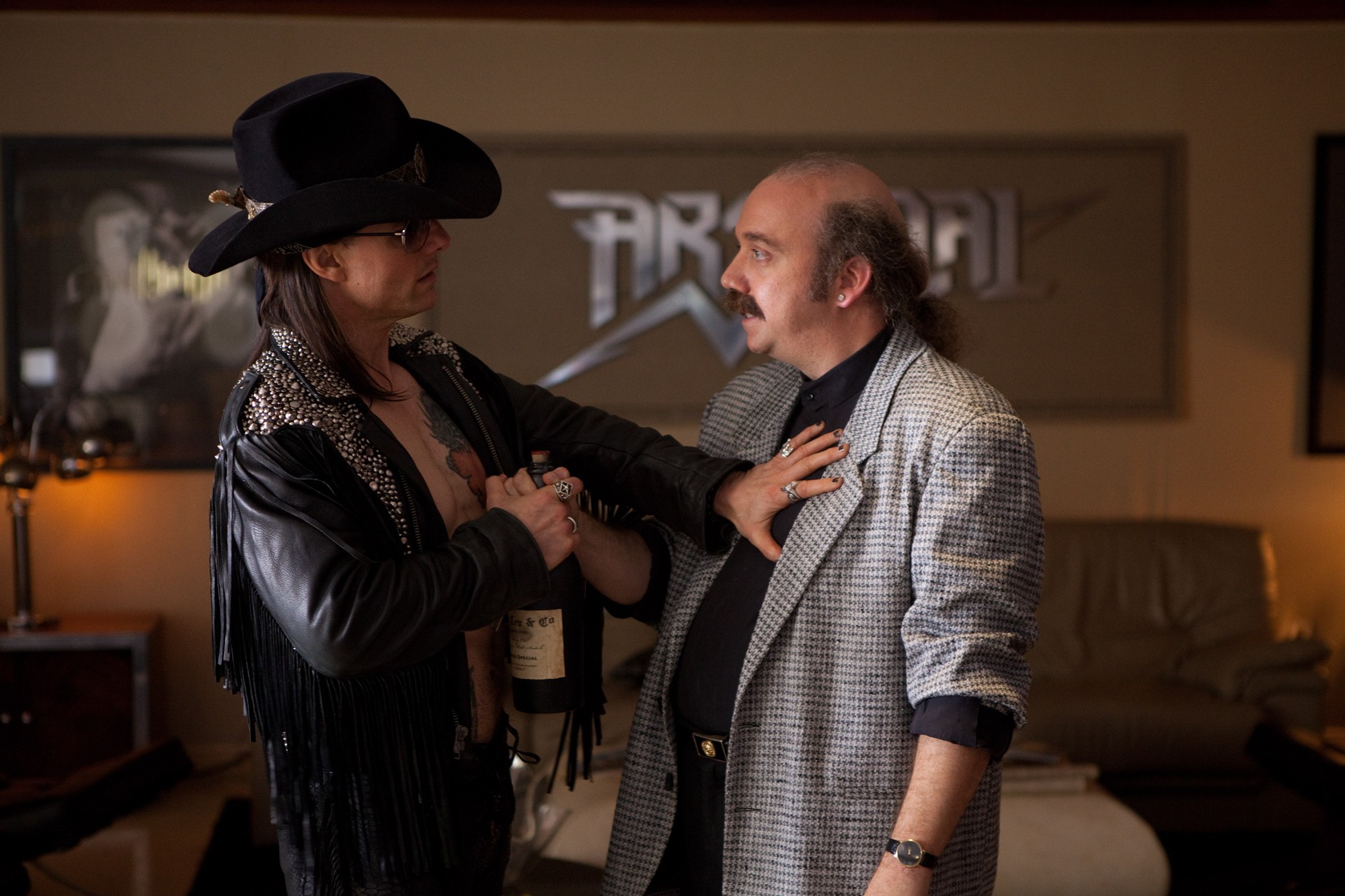 Tom Cruise stars as Stacee Jaxx and Paul Giamatti stars as Paul Gill in Warner Bros. Pictures' Rock of Ages (2012)