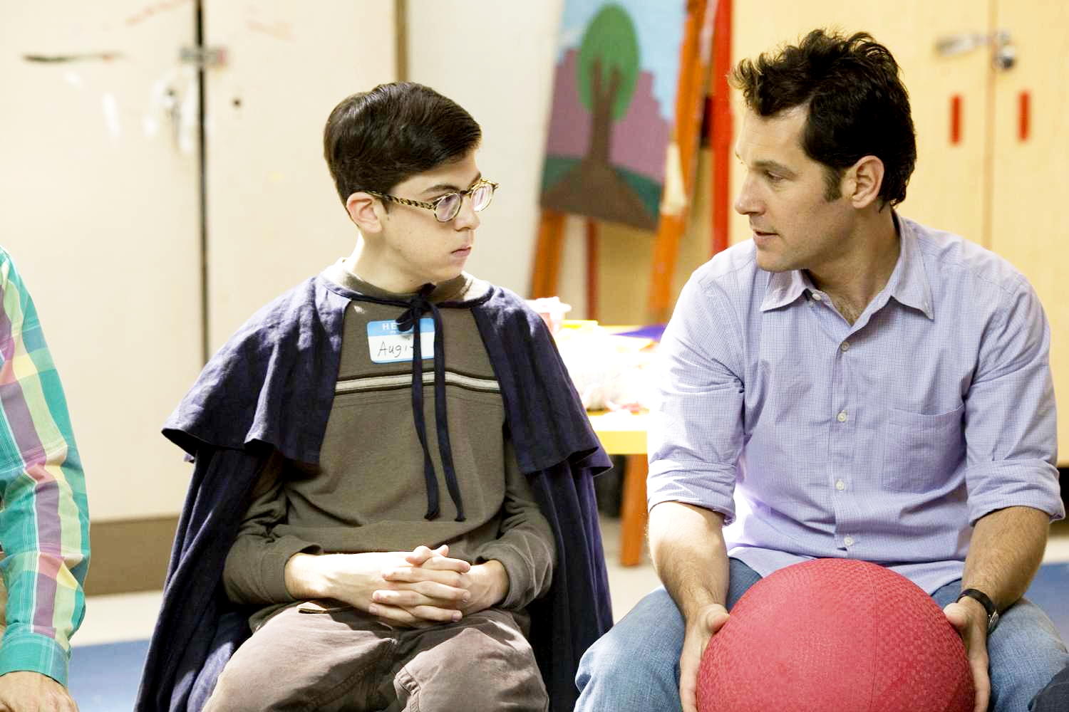 Christopher Mintz-Plasse stars as Augie Farks and Paul Rudd stars as Danny Donahue in Universal Pictures' Role Models (2008)