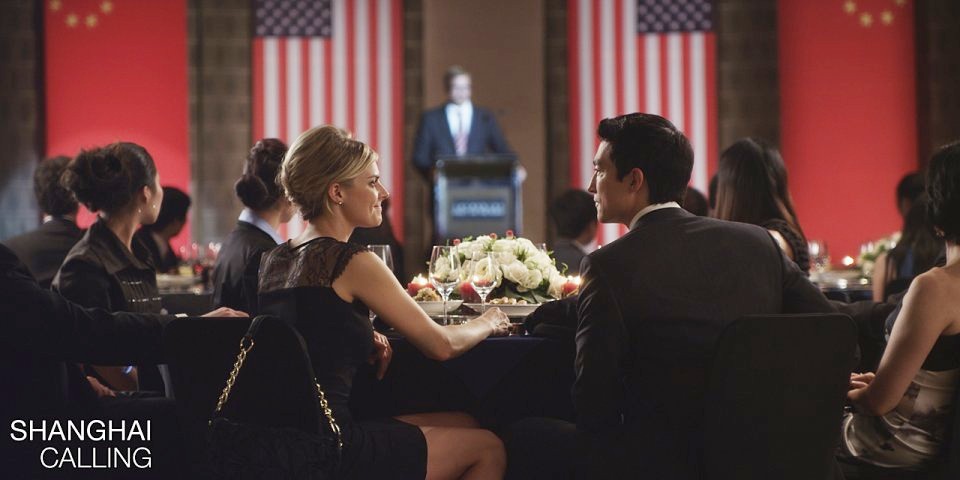 Eliza Coupe stars as Amanda and Daniel Henney stars as Sam in Starz Media's Shanghai Calling (2013)