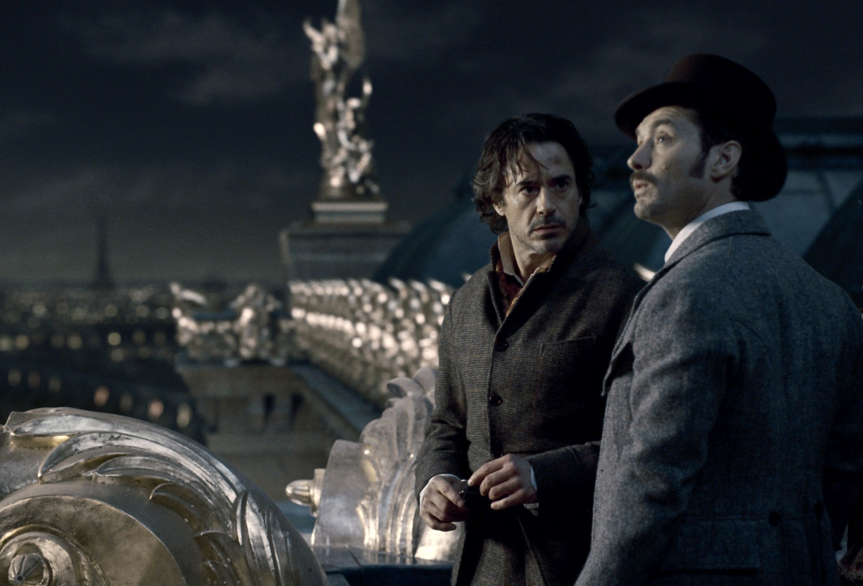 Robert Downey Jr. stars as Sherlock Holmes and Jude Law stars as Dr. John Watson in Warner Bros. Pictures' Sherlock Holmes: A Game of Shadows (2011)