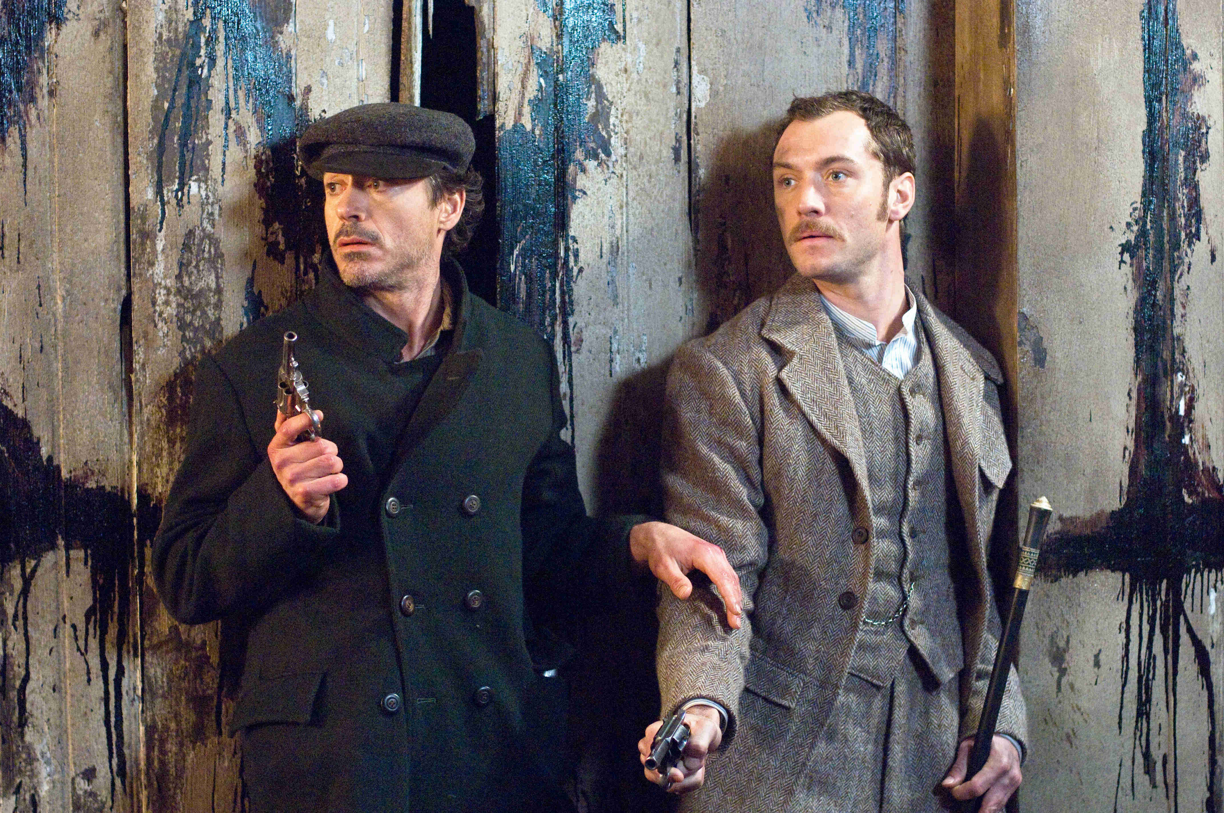 Robert Downey Jr. stars as Sherlock Holmes and Jude Law stars as Dr. John Watson in Warner Bros. Pictures' Sherlock Holmes (2009)