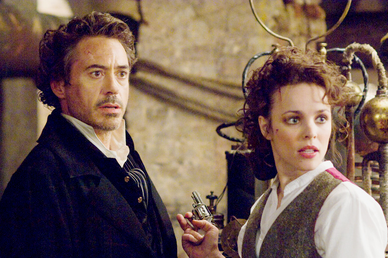 Robert Downey Jr. stars as Sherlock Holmes and Rachel McAdams stars as Irene Adler in Warner Bros. Pictures' Sherlock Holmes (2009)
