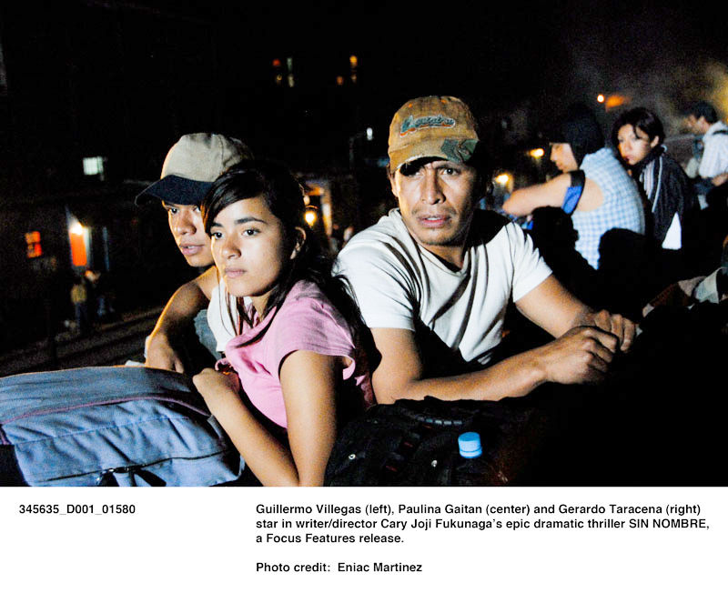 Guillermo Villegas, Paulina Gaitan and Gerardo Taracena in Focus Features' Sin Nombre (2009). Photo credit by Eniac Martinez.